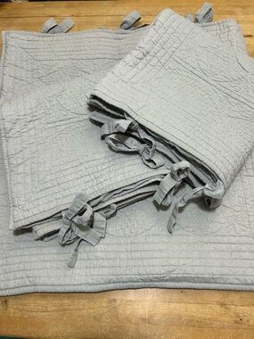 Pottery Barn Light Gray Quilted Tie-Accent Throw Blanket